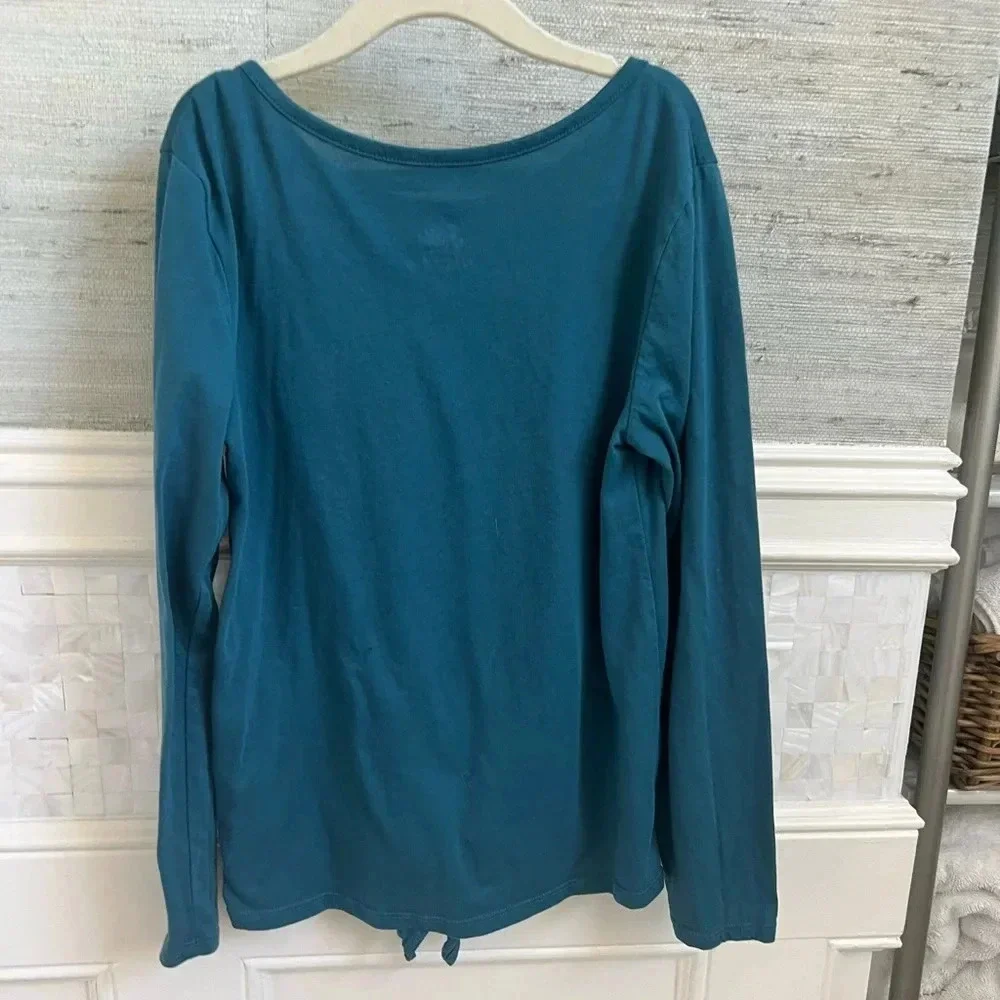 Justice girls 10 long sleeve tie front tee top blue fearless Taylor swift